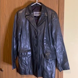 Gray ladies genuine leather blazer